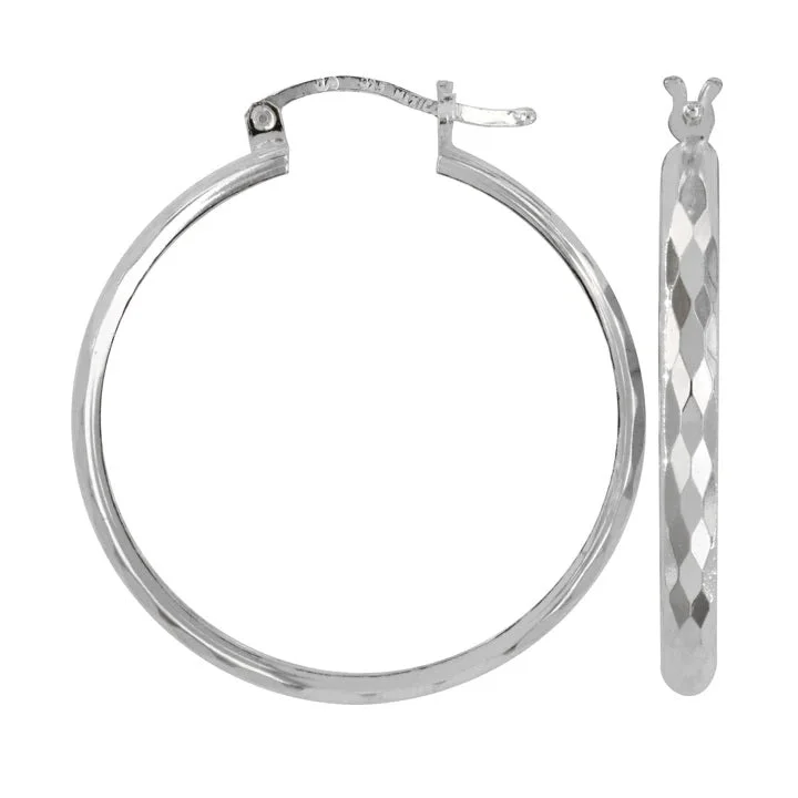 Fine dot earrings-Sterling Silver Hoop Earrings