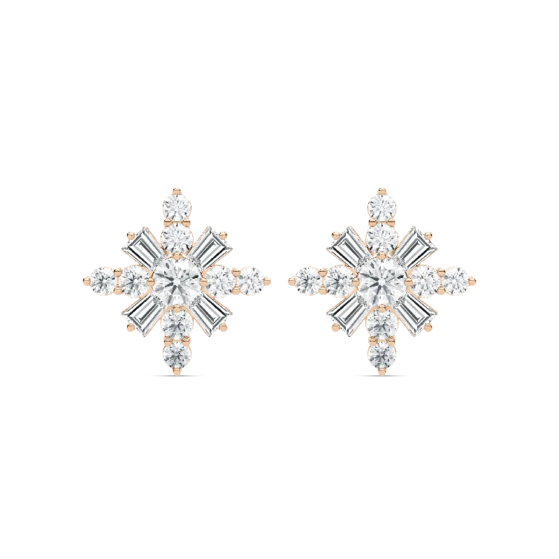 Heavy ring earrings-Snowflake Stud Earrings