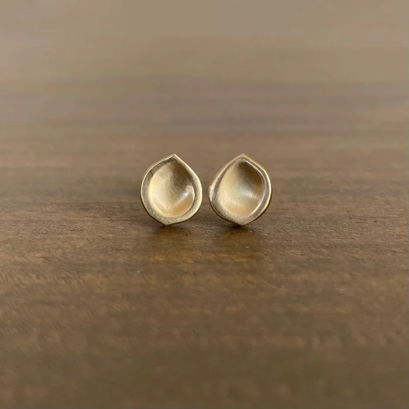 Smooth clay earrings-Gold Seed Stud Earrings