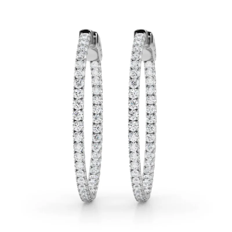 Bold hoop earrings-14k Inside Out Hoop Diamond Earring 30mm