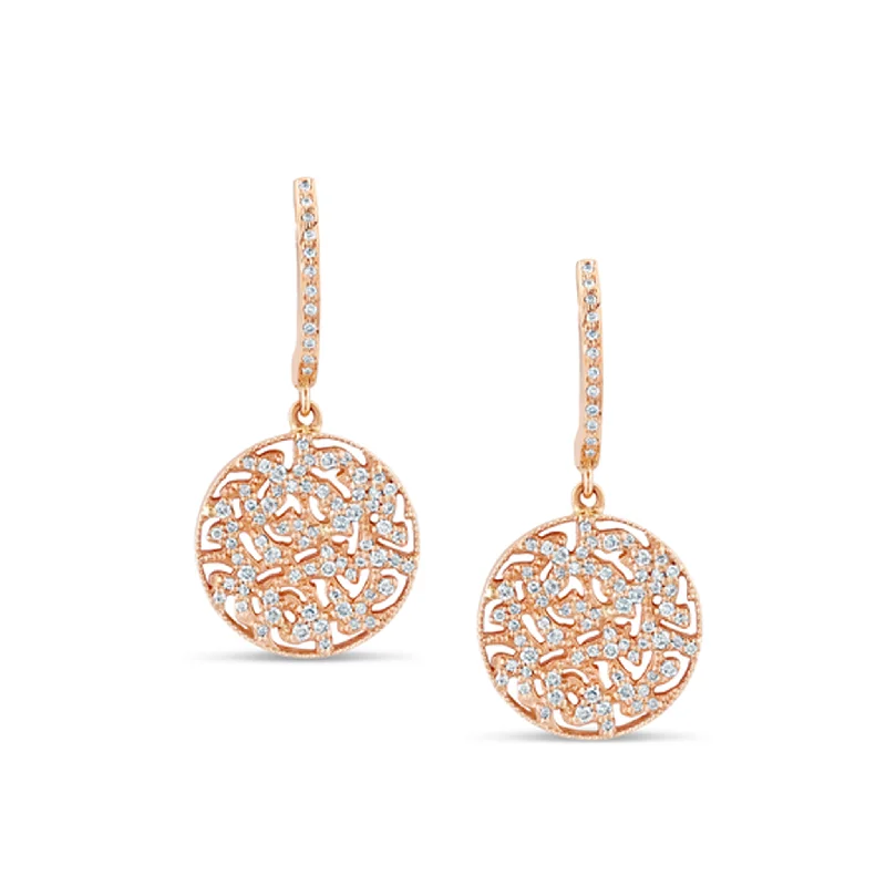 Hex dangle earrings-15mm Siganture Diamond Logo Earring In 18K Gold