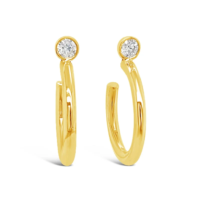 Twist loop earrings-18K YG Round Hoop with Diamonds