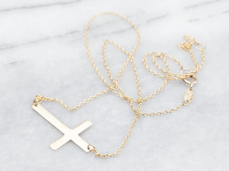 Blessed cross necklaces-Simple Yellow Gold Cross Pendant Necklace