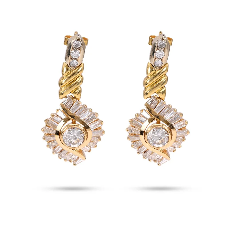 Small wing earrings-5.10 Carat Diamond 18k Yellow Gold Earrings