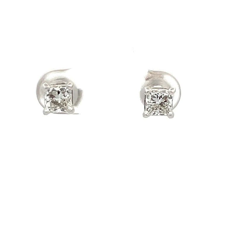 Tourmaline earrings-14K White Gold Rhodium Plated Stud Earrings