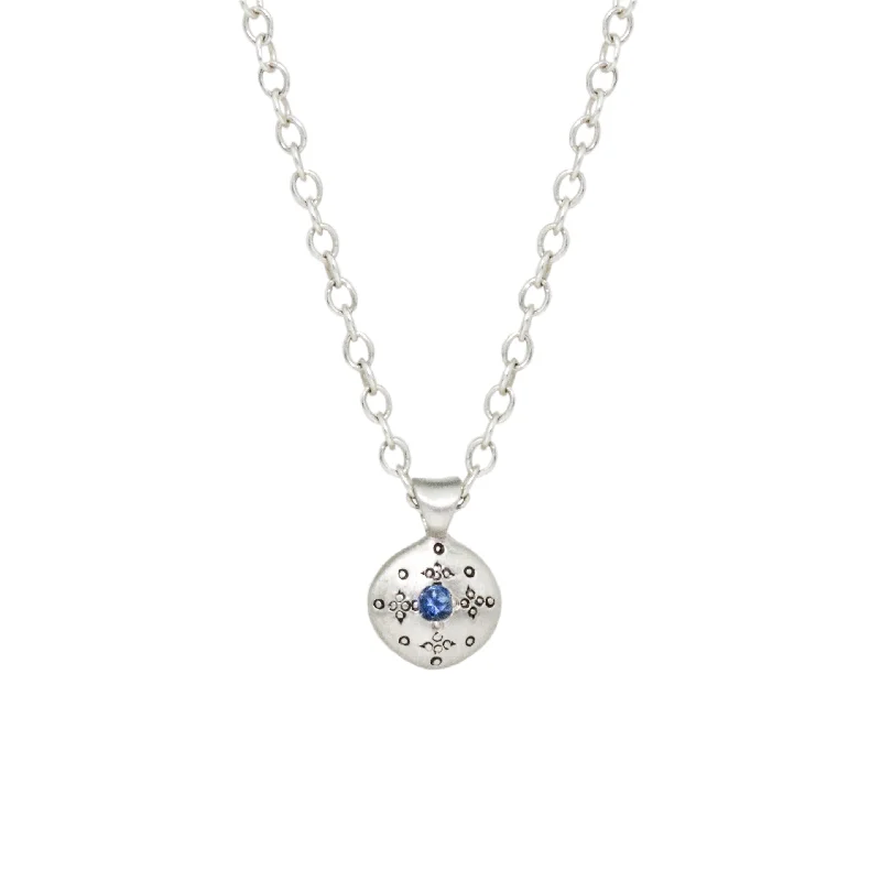 Rococo style necklaces-Small Silver Lights Blue Sapphire Necklace