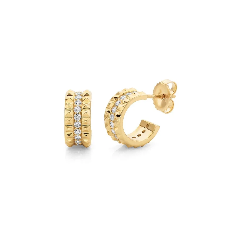 Graceful art earrings-Tetra Pavé Huggie Hoops