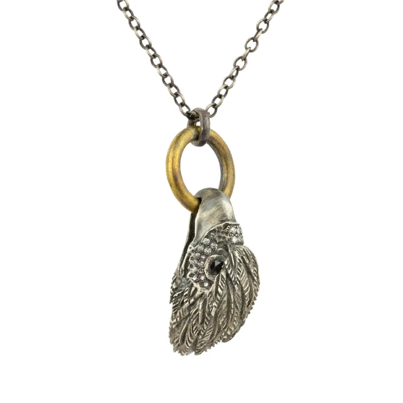 Andalusite necklaces-Diamond Encrusted Eagle Head Necklace