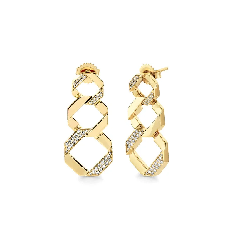 Stone-woven earrings-Octave Chain Link Drop Earrings