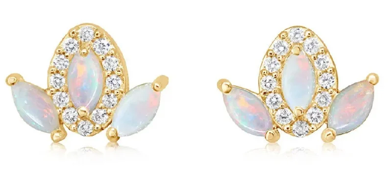 Stone-woven earrings-14 Karat Opals Earrings