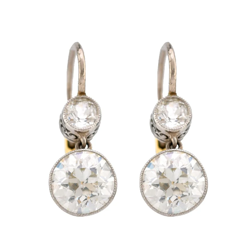 Graceful art earrings-Edwardian Inspired Old Cut Diamond 18K White Yellow Gold Earrings