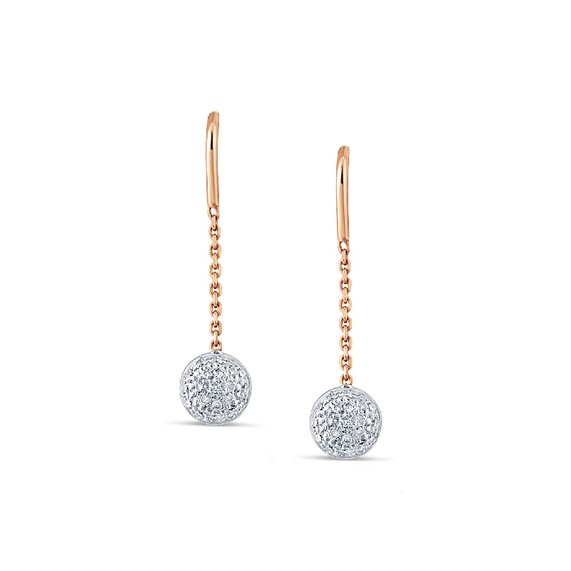 Clear star earrings-Lente Earring With Pave Diamond In 18K Rose Gold