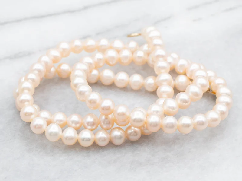 Bright stone necklaces-Pink Freshwater Pearl Strand Necklace with Spring Ring Clasp