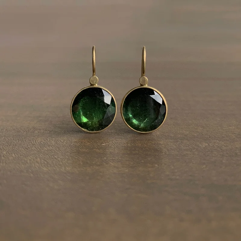 Soft bead earrings-Green Ombré Tourmaline Sequin Earrings