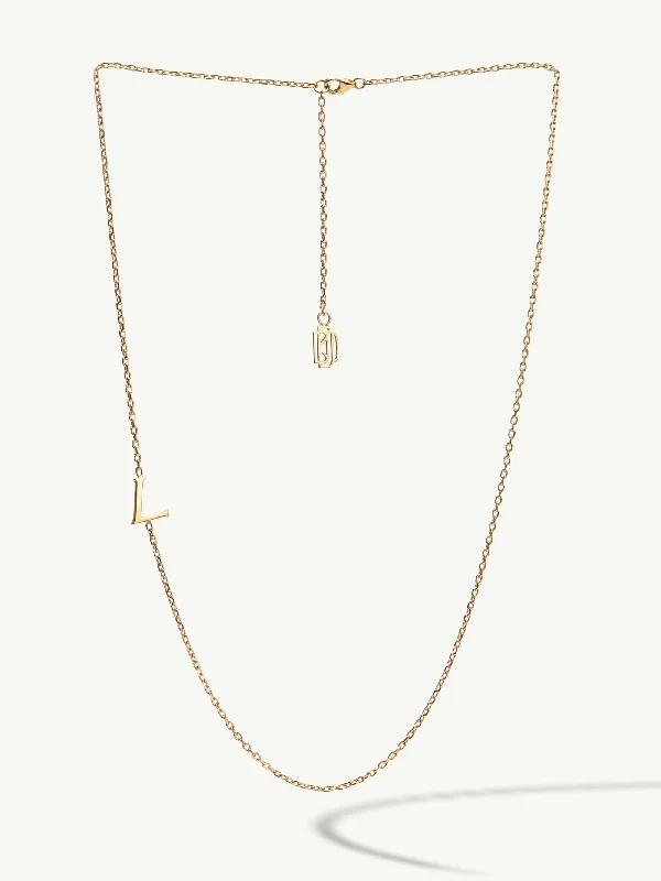 Modern art necklaces-Alphabet Initial Pendant Necklace In 18K Gold