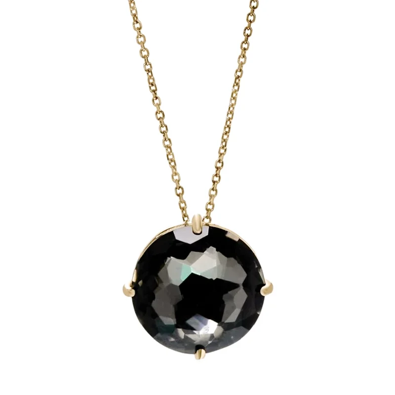 Fine-line necklaces-Round Black Night Topaz Necklace