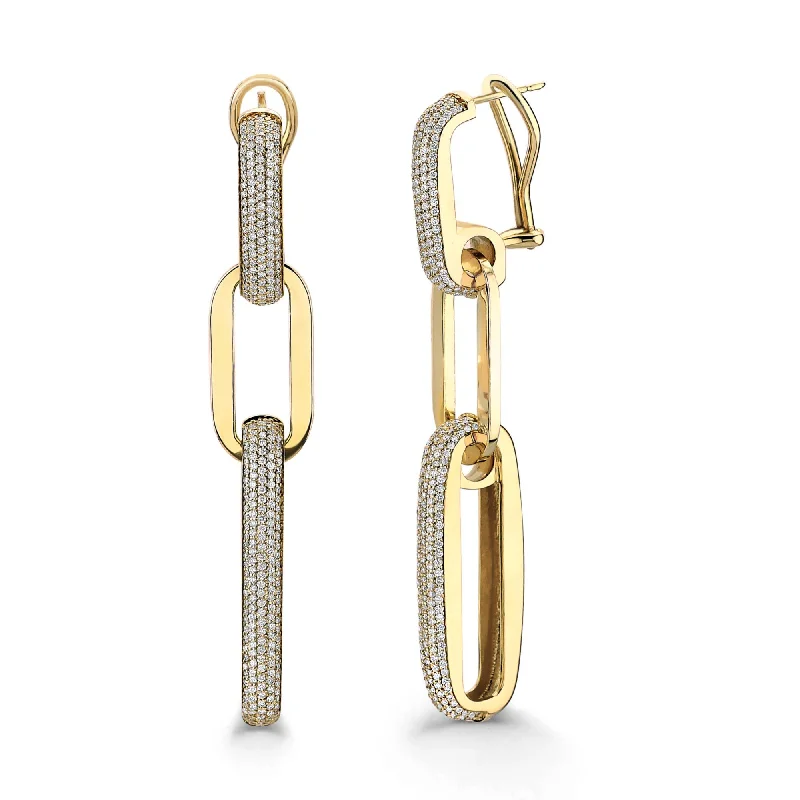 Thin threader earrings-Triple Luxe Link Drop Earrings