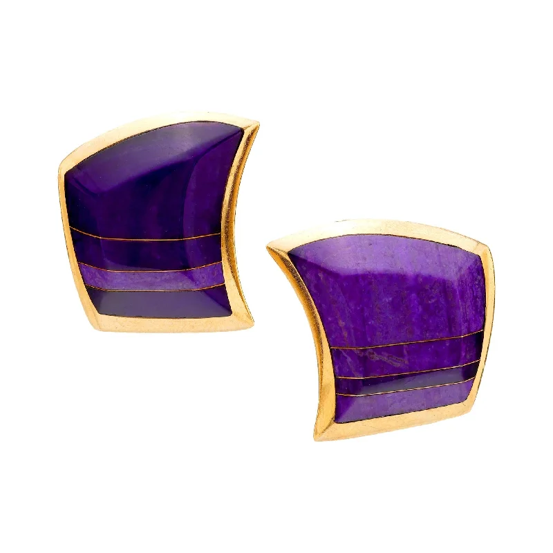 Yarn fringe earrings-Donato sugilite 14k yellow gold earrings