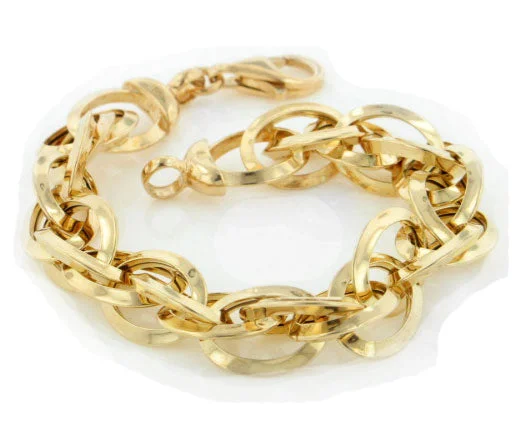 Bali tile bracelets-7.5" Technibond Interlocking Link Bracelet 14K Yellow Gold Clad Sterling Silver