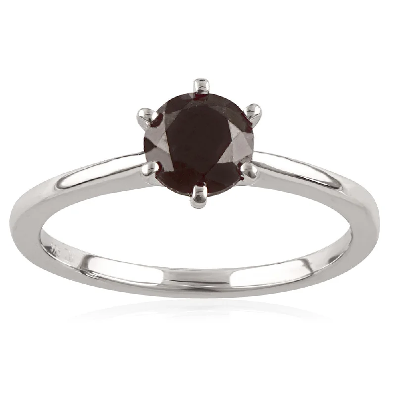 Tourmaline stone rings-1 Carat Black Diamond Solitaire Ring set in Sterling Silver