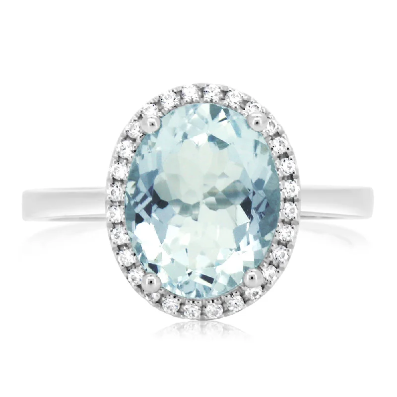 Small pearl rings-9ct White Gold 2.4 Carat Aquamarine 28Cubic Zirconia Ring