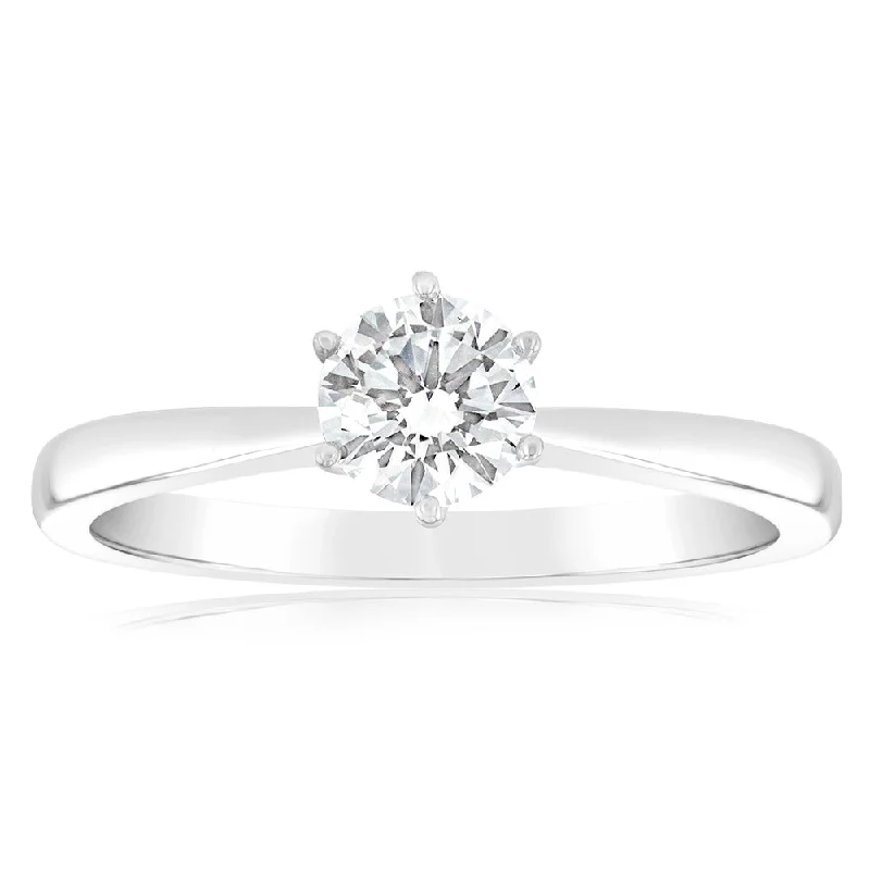 Smooth form rings-Luminesce Lab Grown 1/2 Carat Diamond Solitaire Ring set in 14ct White Gold