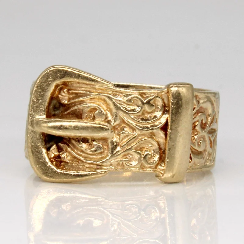 Fox motif rings-1970 9k Yellow Gold Buckle Ring | SZ 9 |