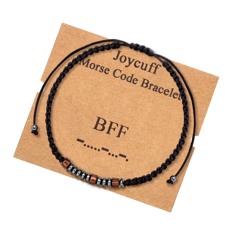 Tourmaline stone bangles-BFF Morse Code Bracelet for Women Inspirational Gift for Her Best Friend