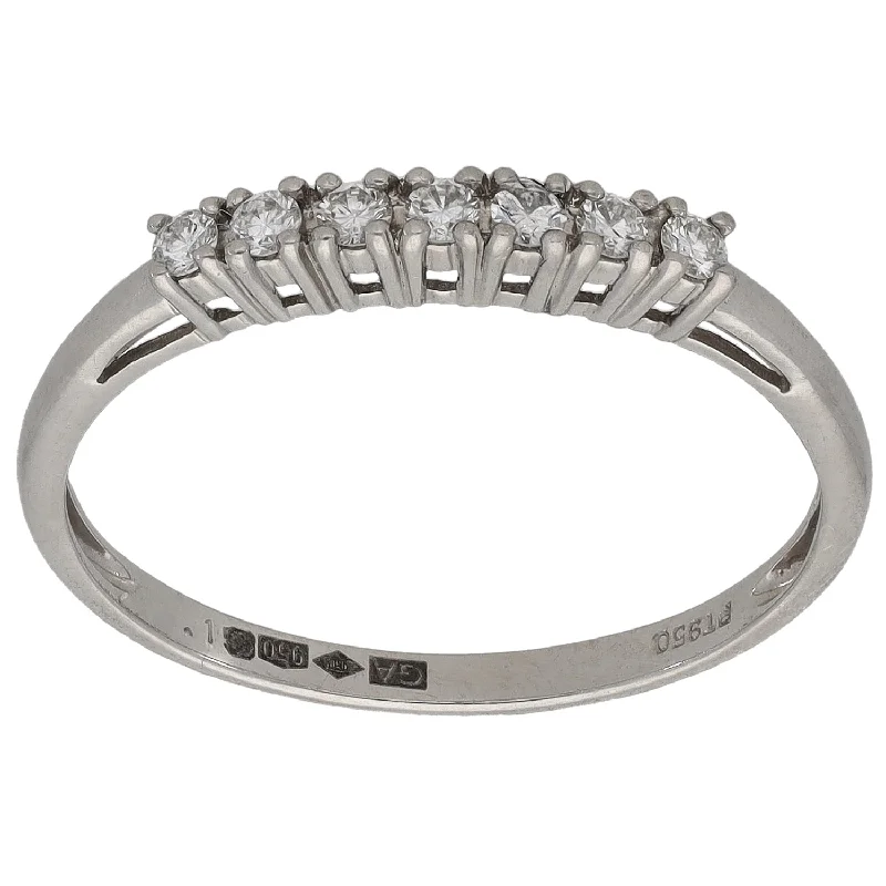 Swan design rings-Platinum 0.15ct Diamond Half Eternity Ring Size R