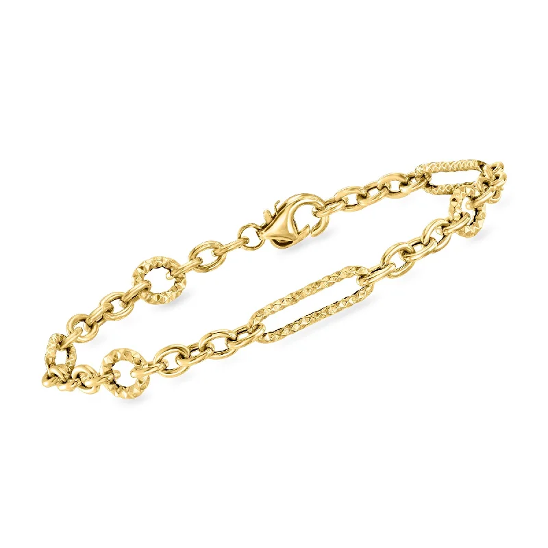 Clear crystal bangles-Ross-Simons Italian 14kt Yellow Gold Cable and Paper Clip Link Bracelet