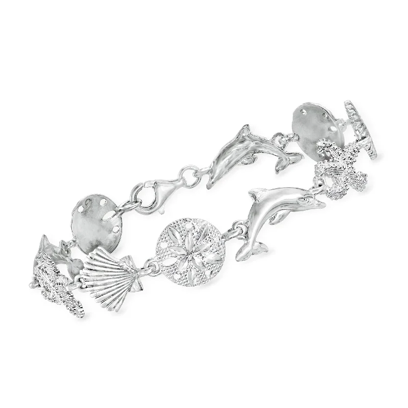 Clear star bangles-Ross-Simons Sterling Silver Sea Life Link Bracelet