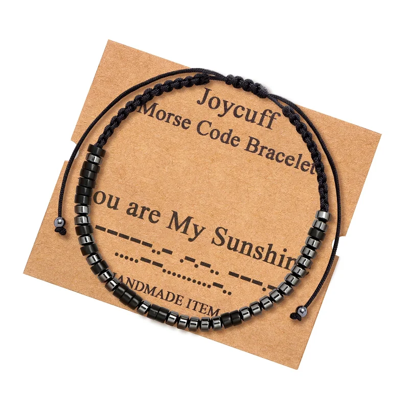 Bead edge bangles-You're My Sunshine Morse Code Bracelet Mother Daughter Gift for Her Mom Wife Sister