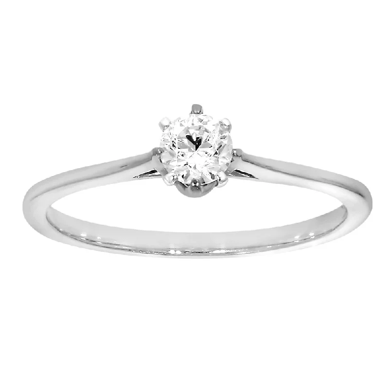 Iolite solitaire rings-9ct White Gold  1/4 Carat Diamond Solitaire Ring