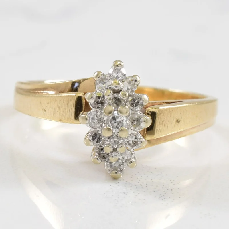 Aged vow rings-Marquise Shaped Cluster Diamond Ring | 0.16ctw | SZ 7 |