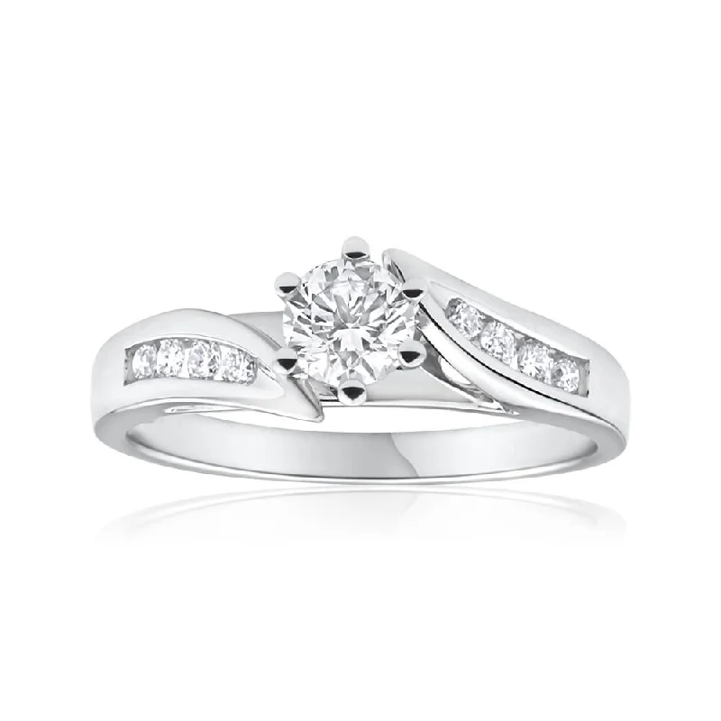 Thick band rings-18ct White Gold Ring With 0.5 Carats Of Brilliant Cut Diamonds