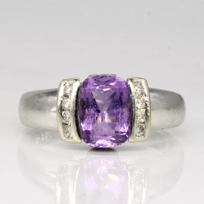 Gloss bead rings-Amethyst & Diamond Cocktail Ring | 1.25ctw, 0.08ctw | SZ 6.5 |