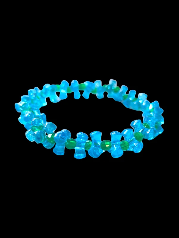 Tourmaline bead bangles-Y2K Click Clack Gummi Bracelet in Blue and Green