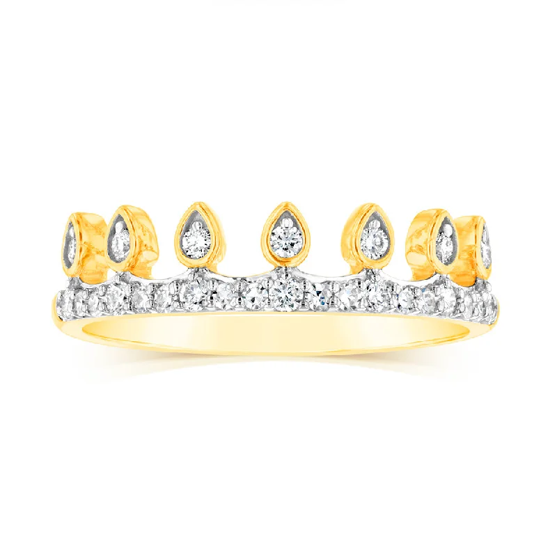 Swan feather rings-Luminesce Lab Grown 9ct Yellow Gold Ring in 26 Diamonds