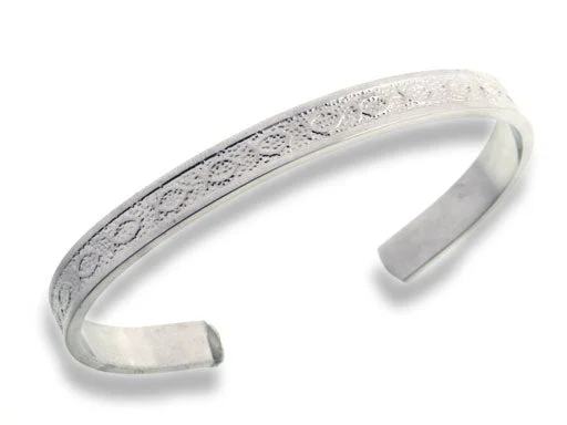 Gibbous moon bangles-Christian Fish Embossed Silver-Plated Solid Copper Adjustable 8" Cuff Bracelet