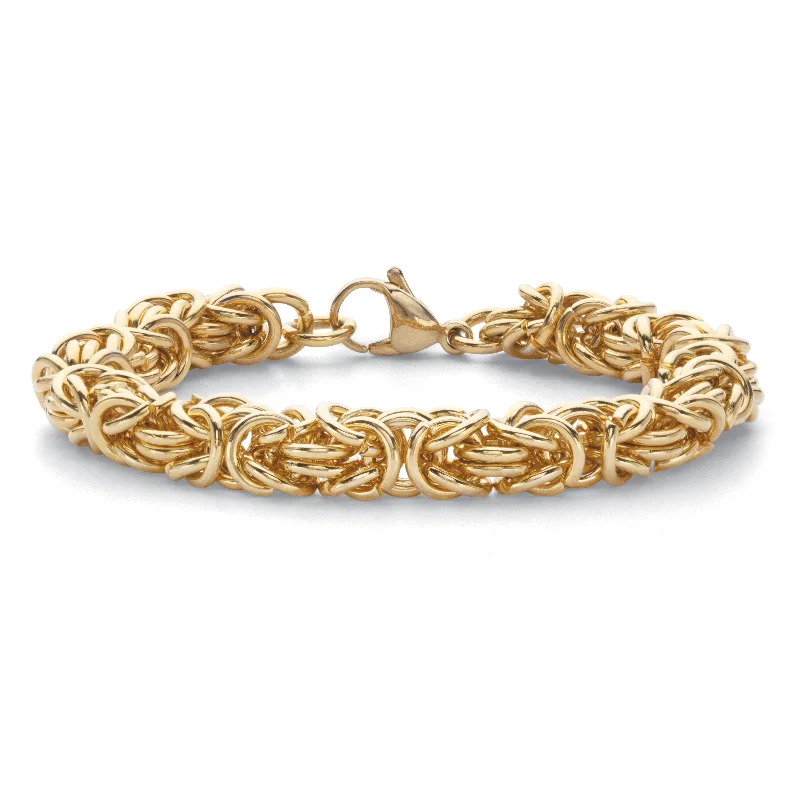 Small star bracelets-Byzantine-Link Bracelet Gold Ion-Plated Stainless Steel 8mm  7.5" Length