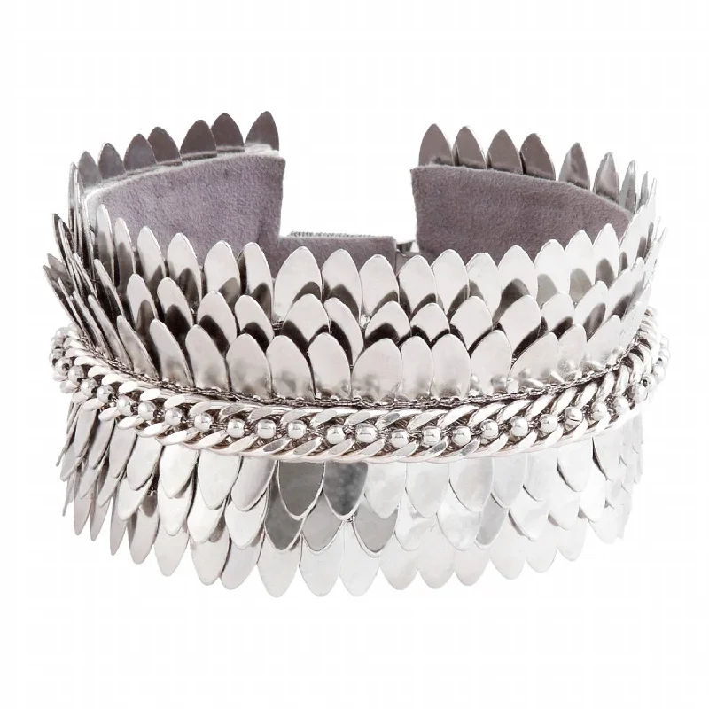 Braided tribal bangles-Chiara Cuff Bracelet In Silver