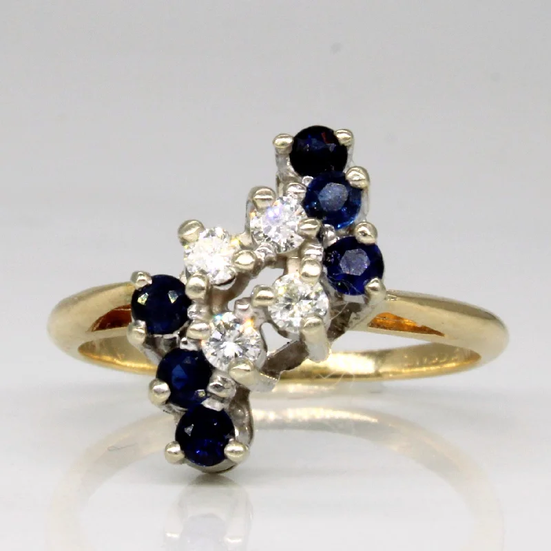 Thin frame rings-Sapphire & Diamond High Set Ring | 0.24ctw, 0.16ctw | SZ 6 |