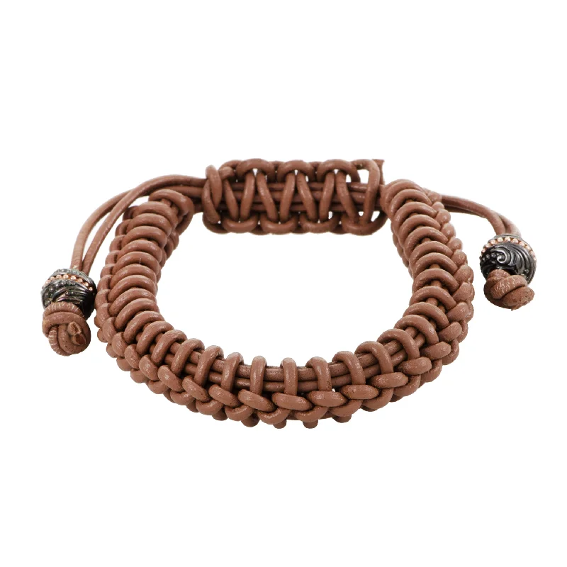 Spirit eye bangles-Stephen Webster No Regrets Silver Tipped Woven Leather Brown Bracelet