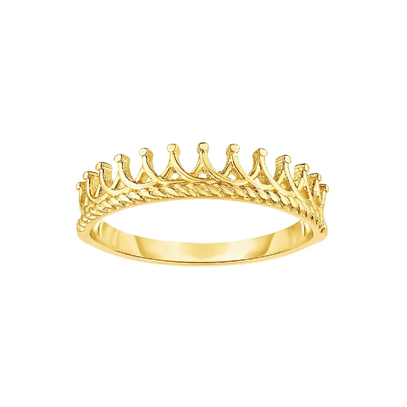 Swan feather rings-14K Gold Crown Ring