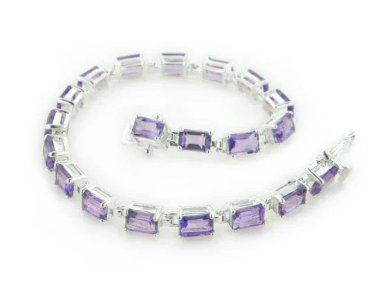 Clear quartz bangles-Sterling Silver and 11ct Genuine Amethyst Tennis Bracelet 7"