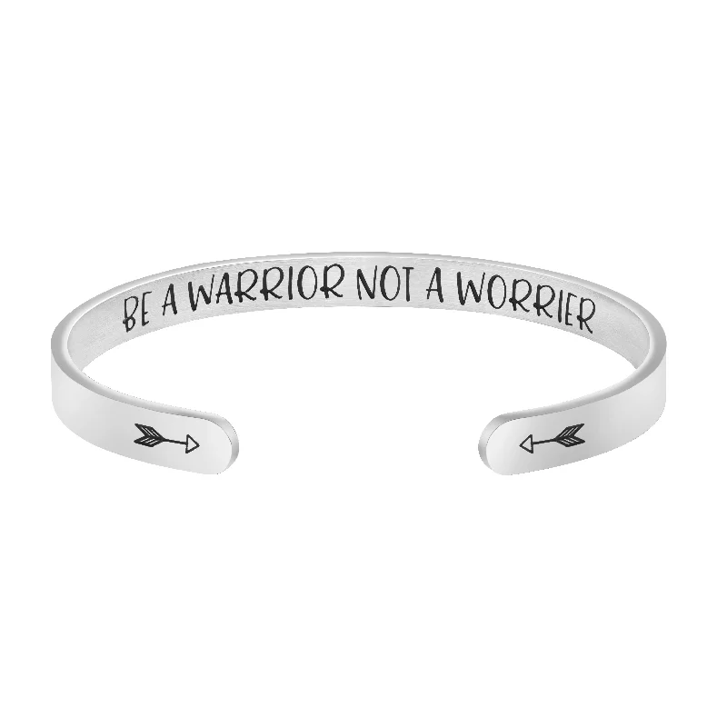 Fine stack bracelets-Be a Warrior Not a Worrier Inspiratonal Bracelets