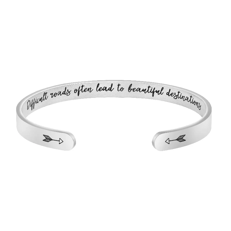 Clear star bangles-Difficult Roads Often Lead to Beautiful Destinations inspirational Bracelets