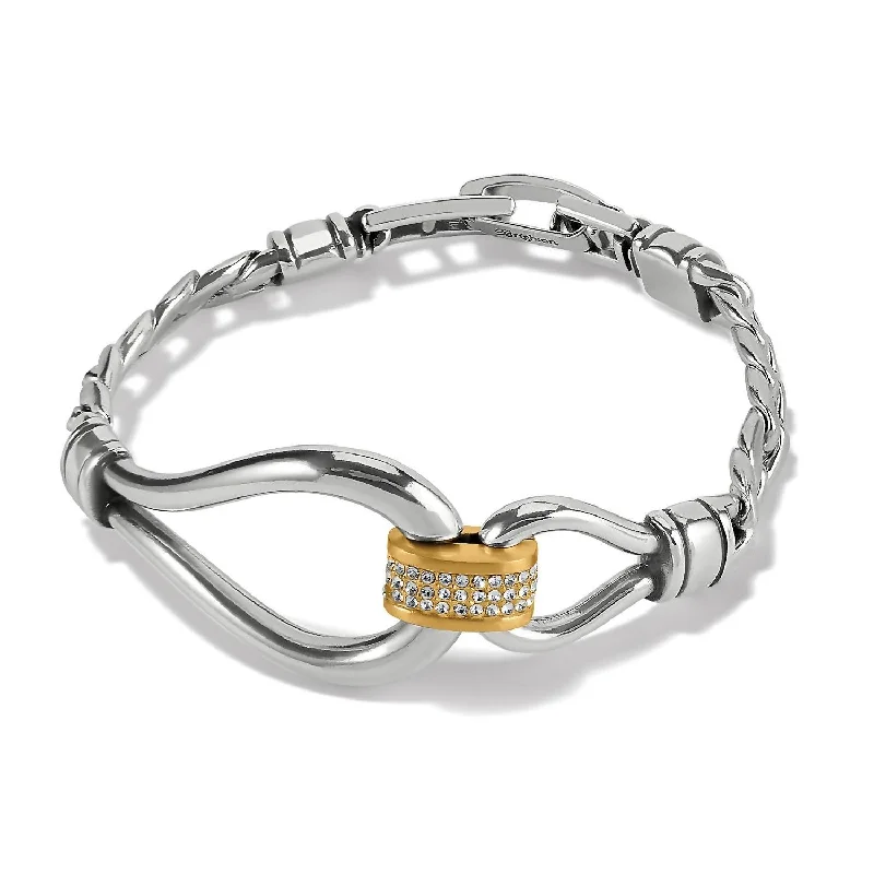 Yarn edge bangles-Meridian Suez Two Tone Bracelet In Silver