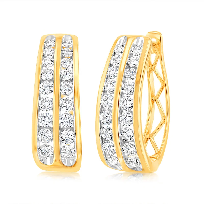 Twilight gothic rings-Luminesce Lab Grown 9ct Yellow Gold 1 Carat Diamond Hoop Earring