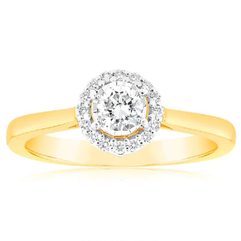 Snap band rings-Luminesce Lab Grown 18ct Yellow Gold 0.30 Carat Diamond Solitaire Ring with Centre Diamond 0.25 Carat